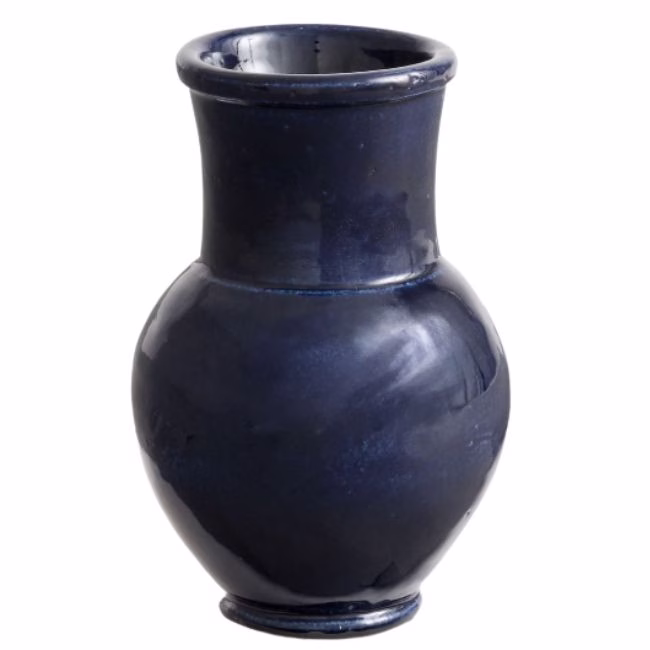 navy ceramic vase