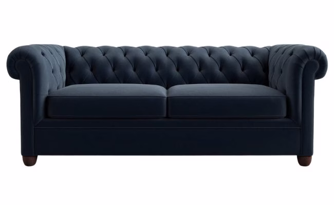 navy chesterfield rolled arm occasion sofa