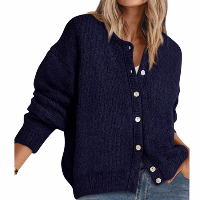 navy knit cardigan