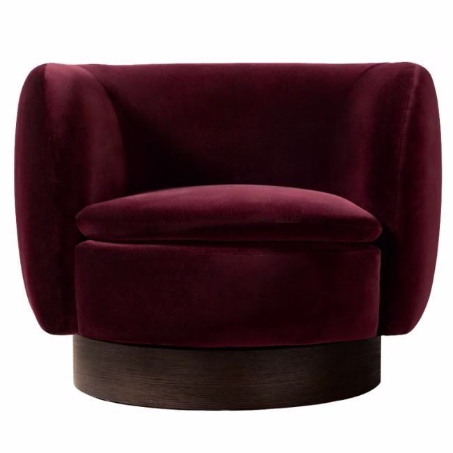 oxblood round curvy swivel chair