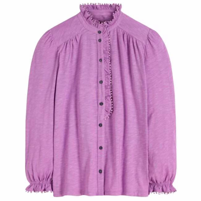 pink button down romantic top