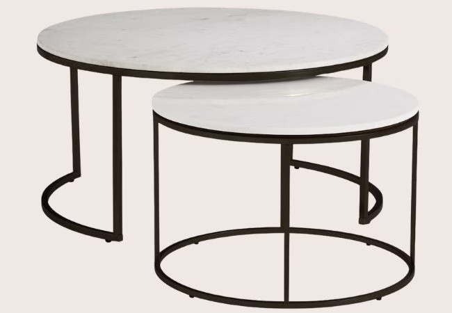 pottery barn marble nesting coffee tables