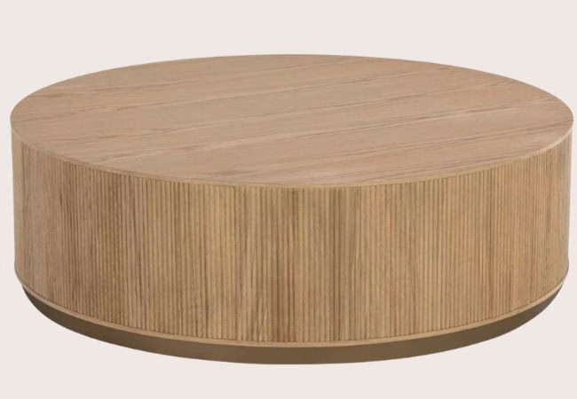 pottery barn round coffee table light wood
