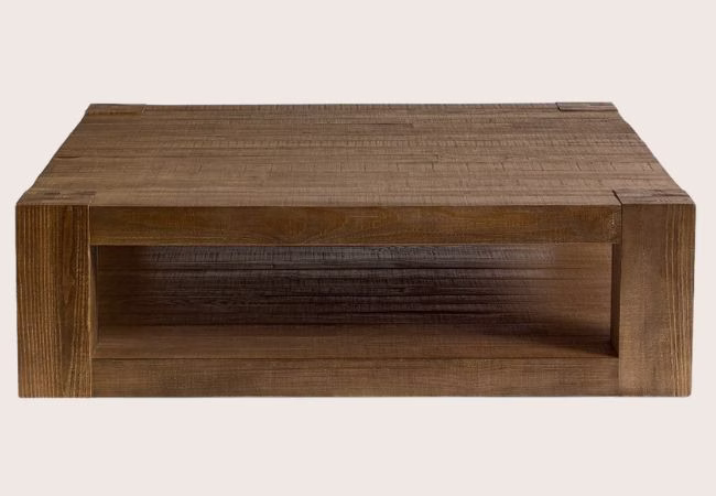 pottery barn wood square coffee table