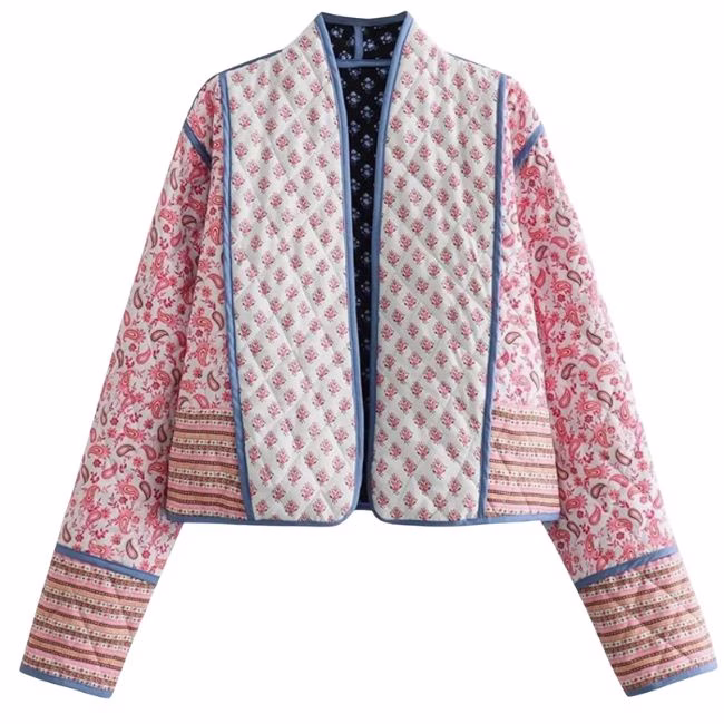 quilted block pattern jacket