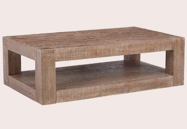 rectangle wood pottery barn dupe coffee table