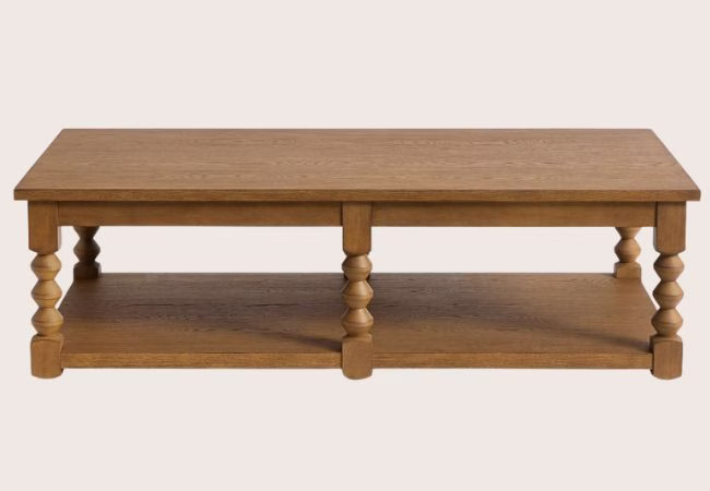 rectangular pottery barn table with beaded legs