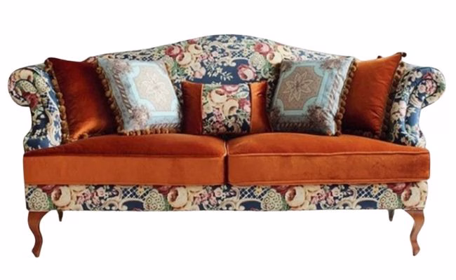 roll arm patterend velvet occasion couch