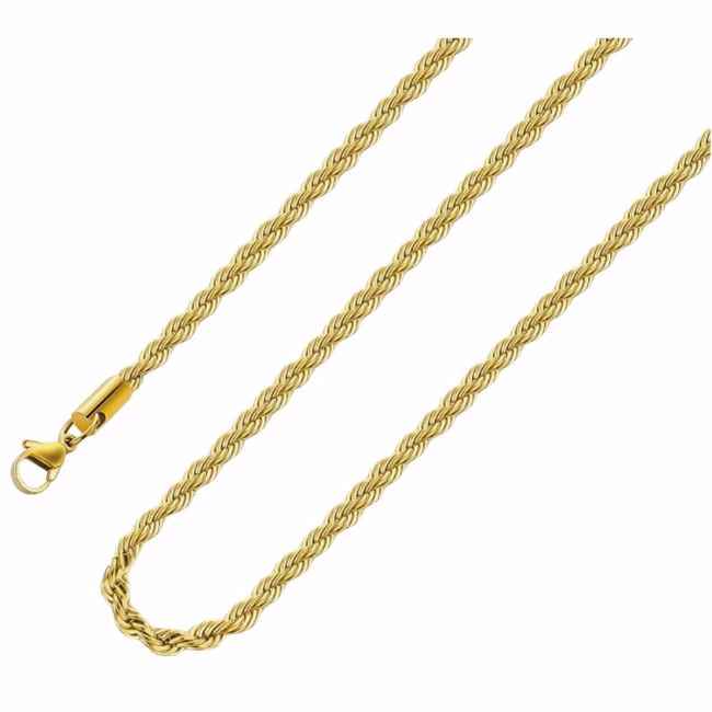 rope chain gold plated necklace