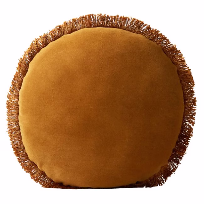 round mustard yellow throw pillow
