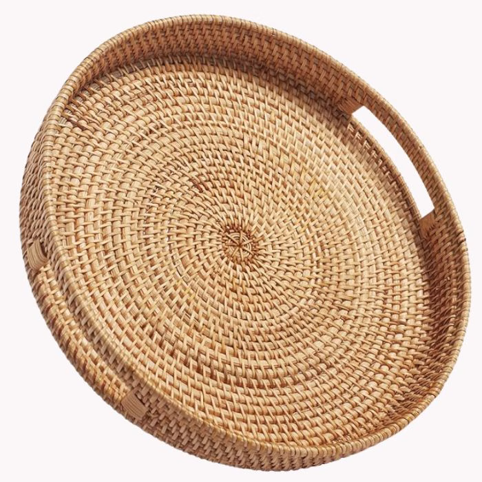 round rattan tray
