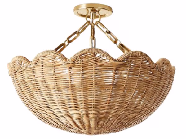 scallop rattan flush mount