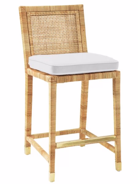 serena & lily rattan woven tall bar stool