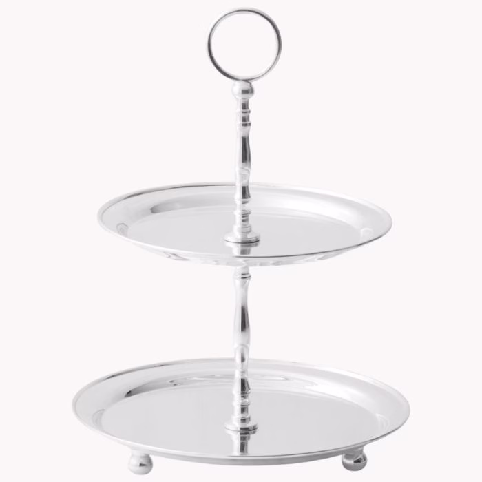 silver two tier serving tray