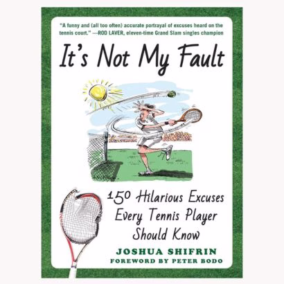 tennis book with cartoon player on the front outlined in green