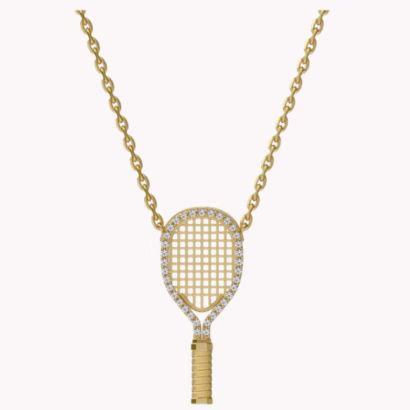 tennis necklace in gold on a chain