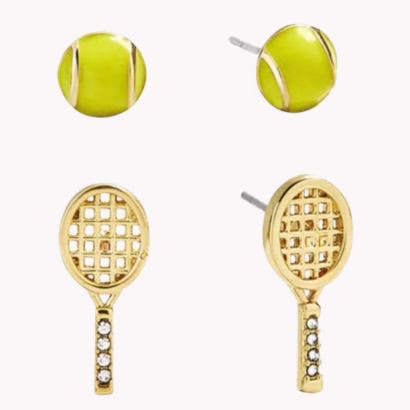 tennis racket and ball earrings