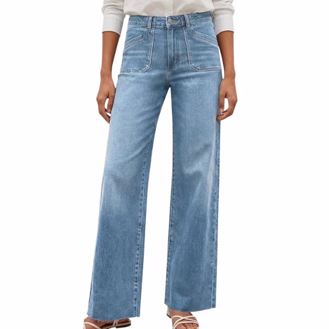 vintage wash high rise denim jeans