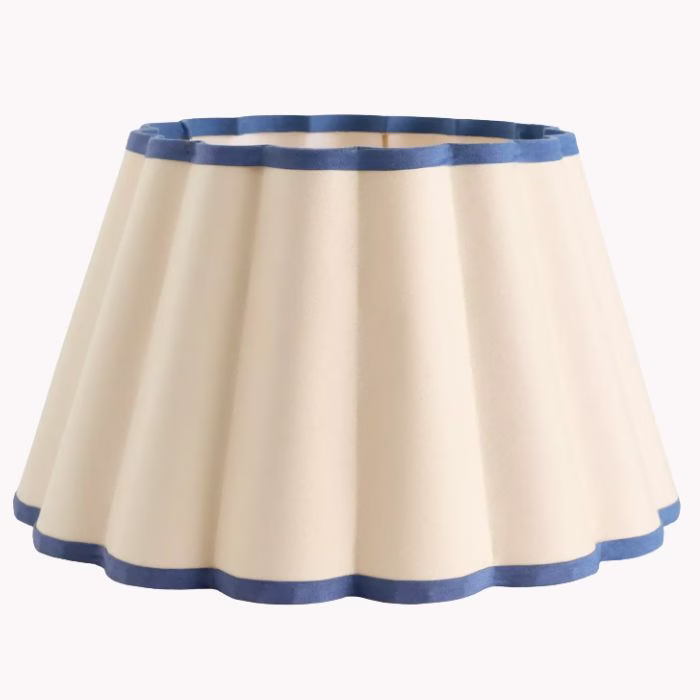 white and blue scalloped trim lamp shade