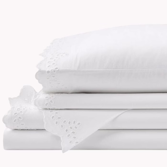 white eyelet sheet set