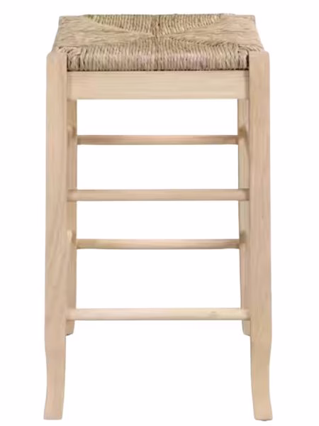 wicker and wood backless counter stool