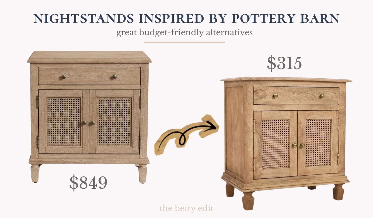 pottery barn nightstand dupes and lookalikes showing pottery barn nightstand and dupe