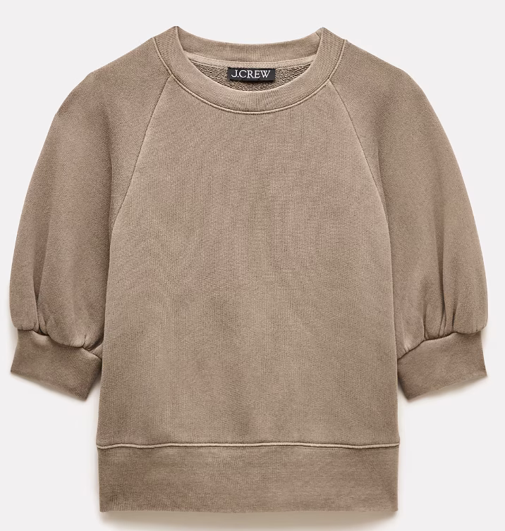 puffy short sleeve tan sweatshirt