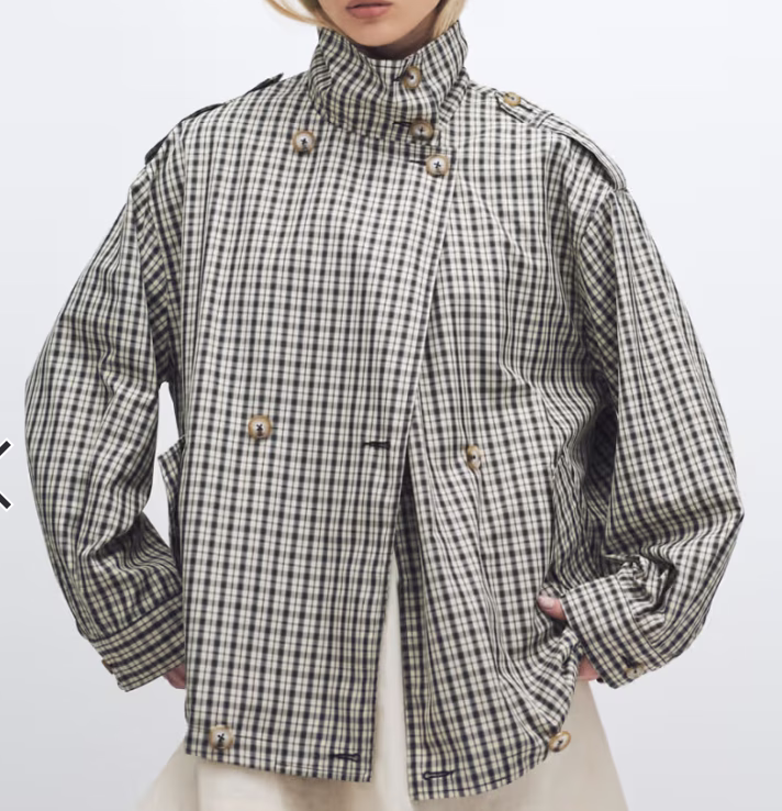 ASOS funnel neck checked coat