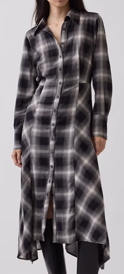 plaid long shirtdress