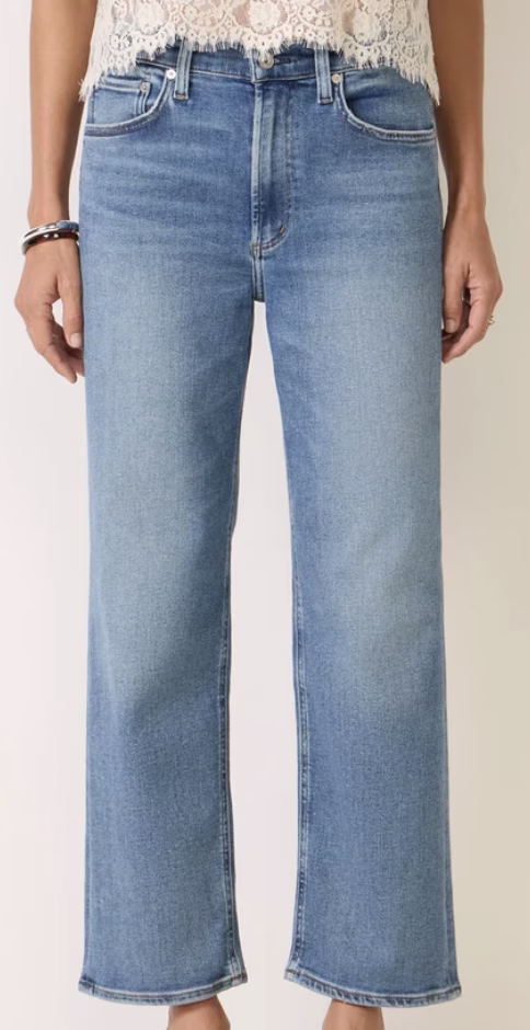 citizens of humanity light blue cropped jeans