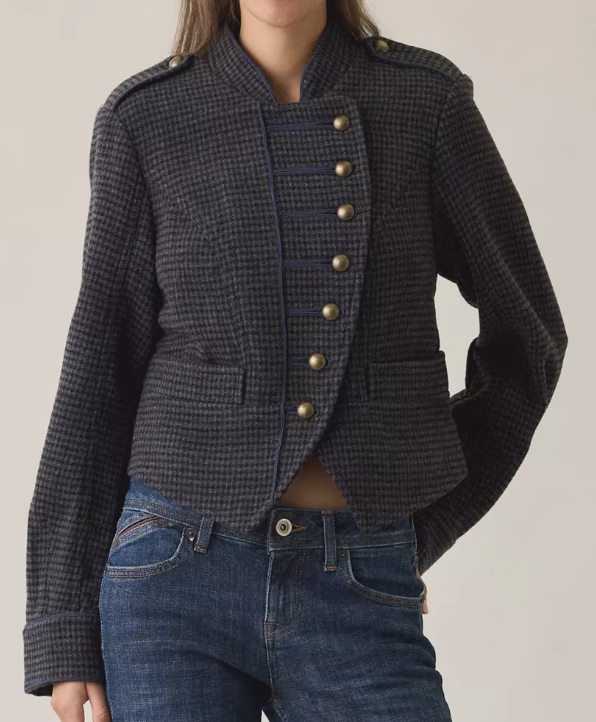 military style blazer with gold buttons