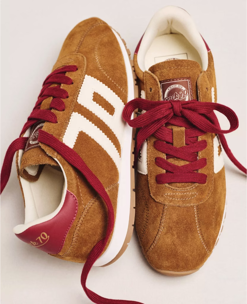 back 79 suede brown sneakers with red laces