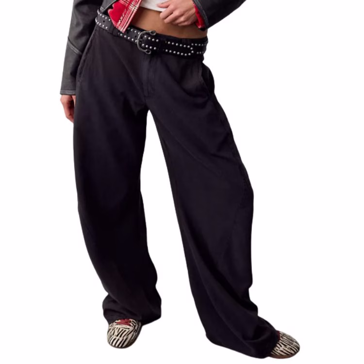 black barrel pants