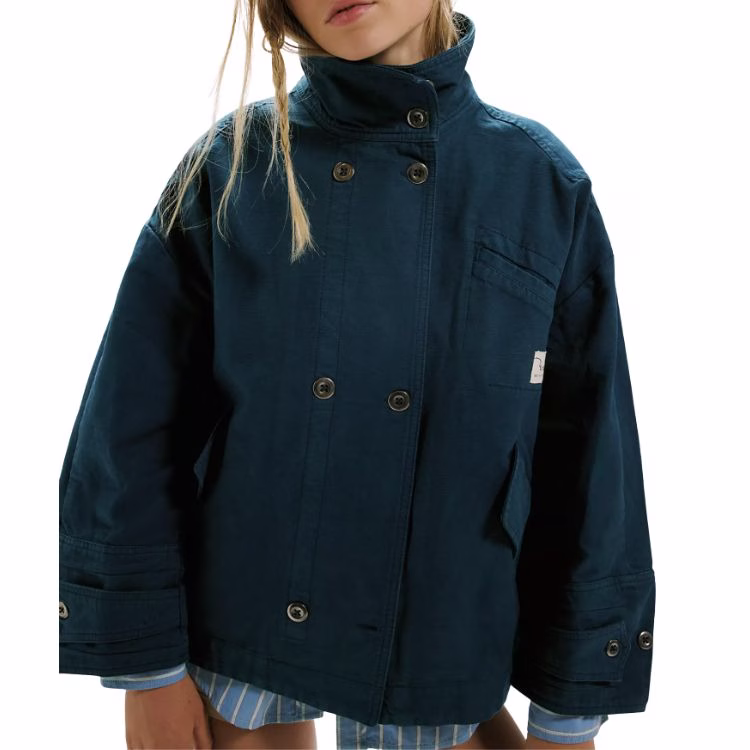 blue funnel neck utility jacket
