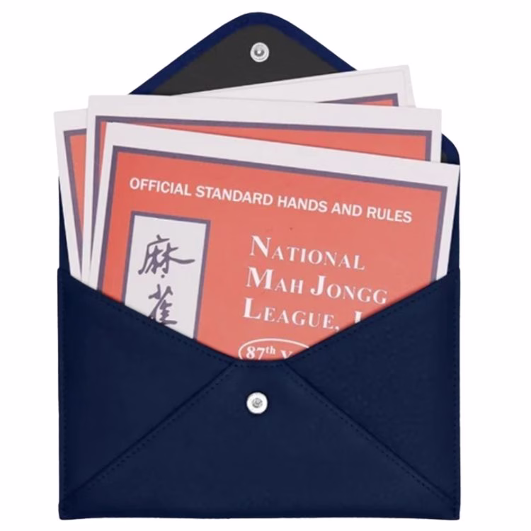 blue leather mahjong card holder