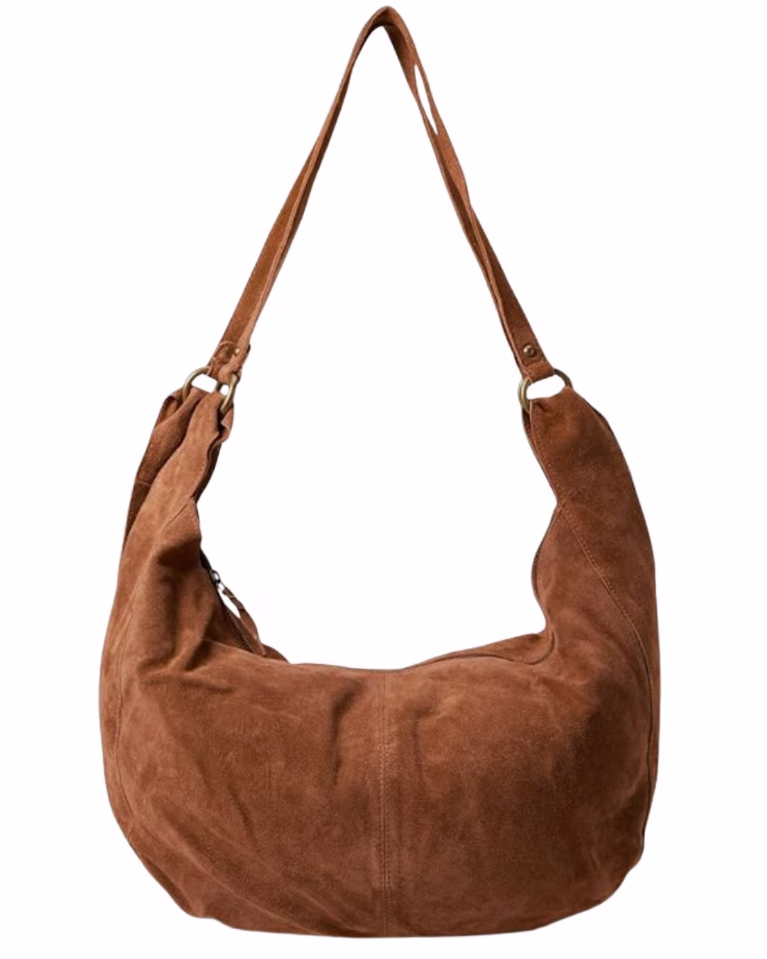 brown crescent shape fall suede bag