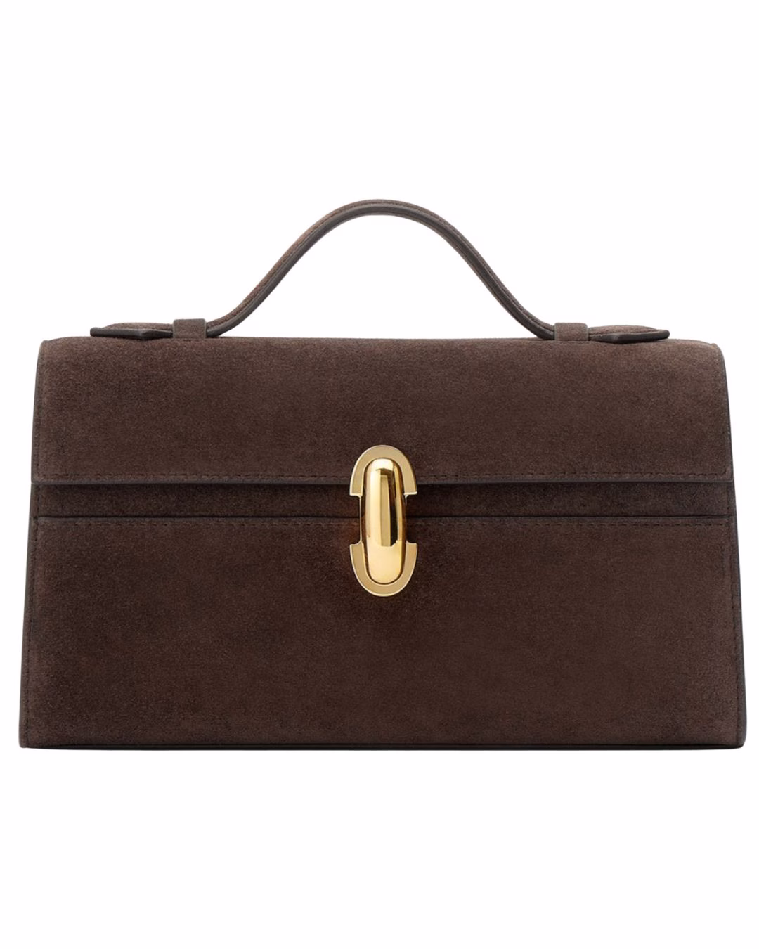 brown suede top handle suede bag