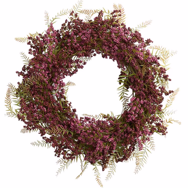 burgundy berry wreath with whispy leaves