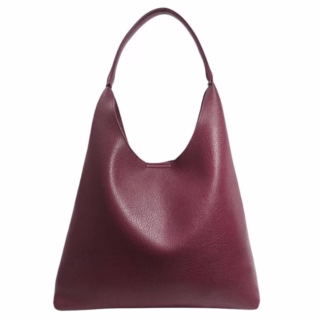 burgundy hobo bag with a top handle