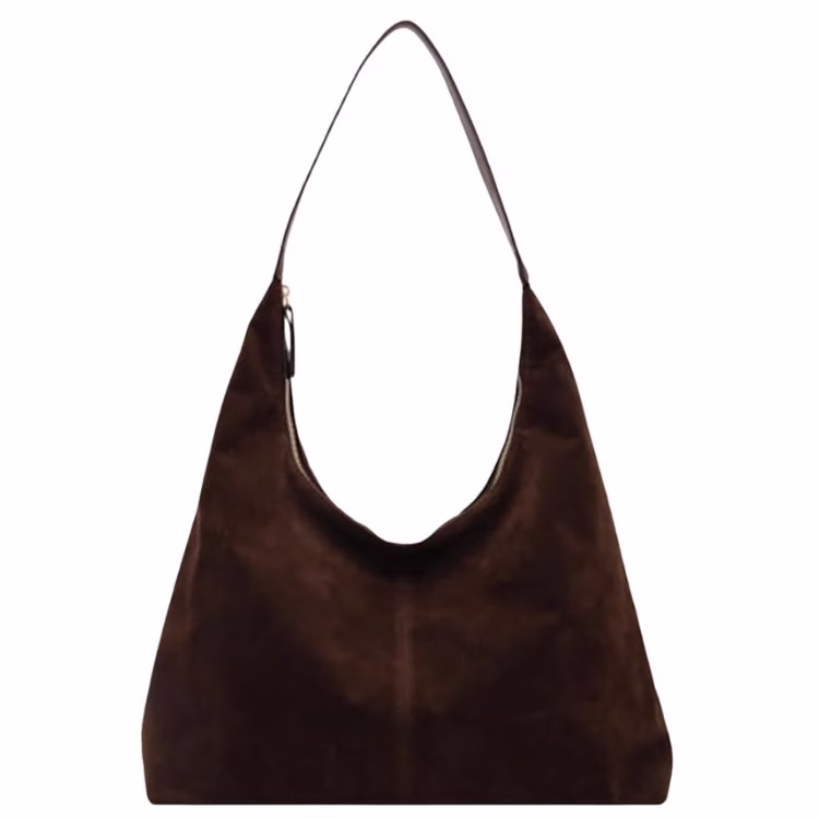 chocolate brown faux suede bag under $50