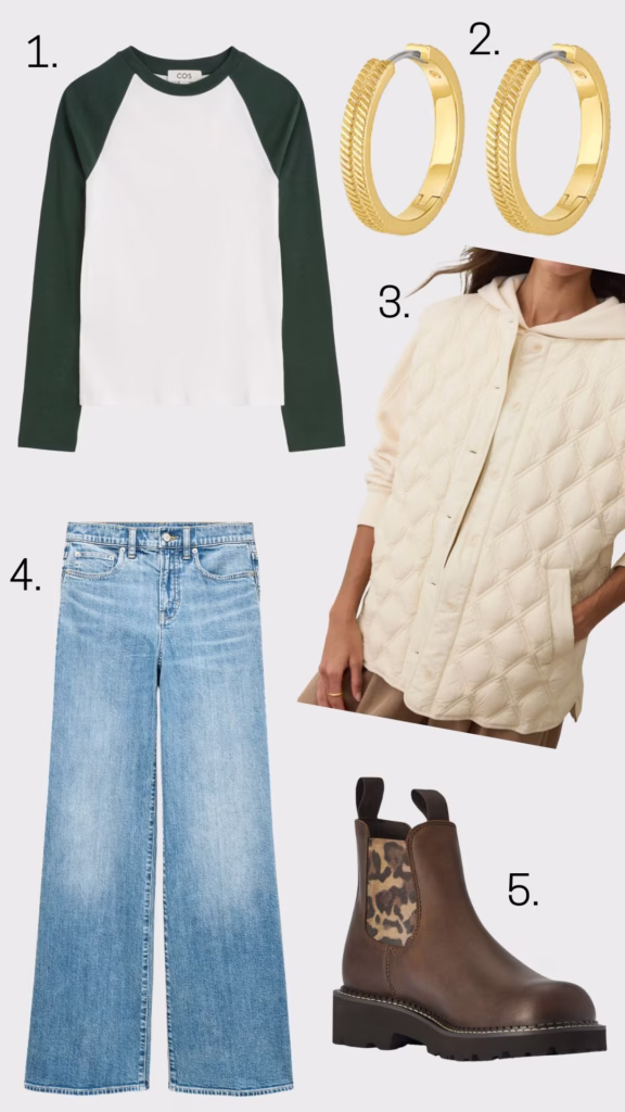 cooler weather tailgate outfit for women over 40 showing pieces to wear