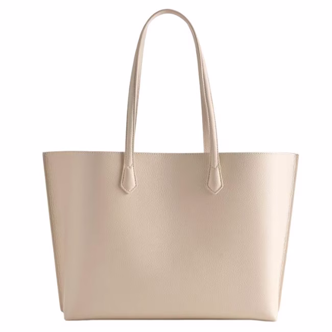cream tote with top handles