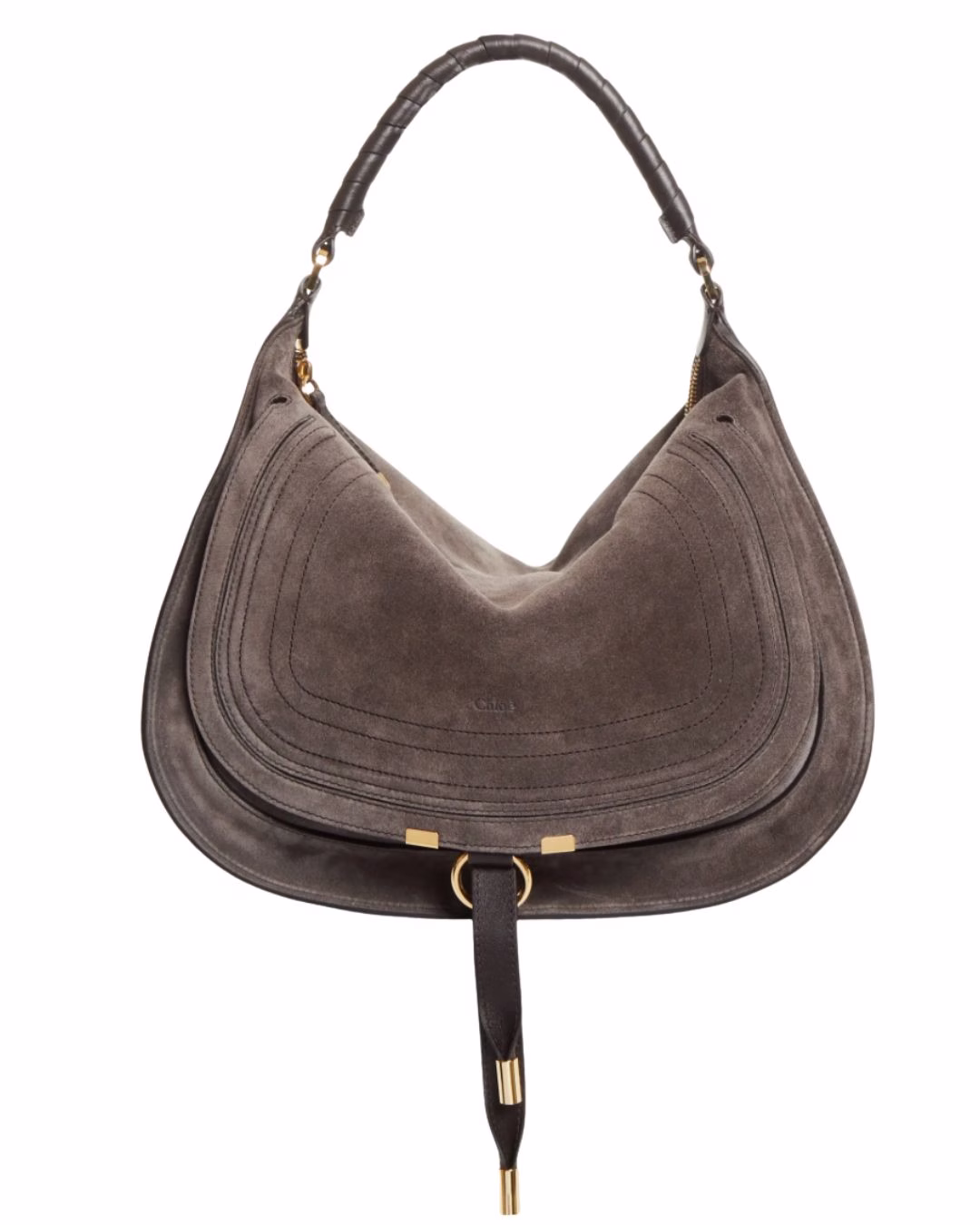 light brown gray suede shoulder bag chloe marcie bag
