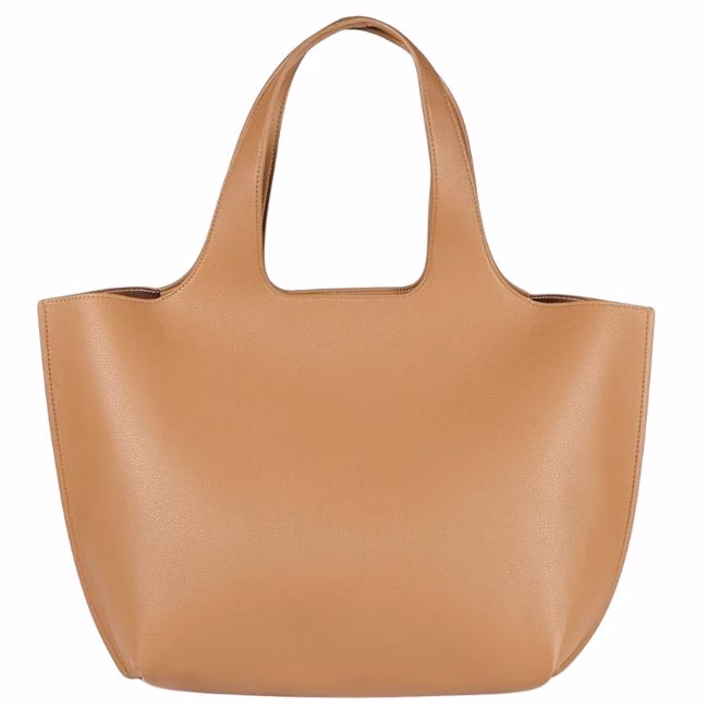 light tan tote bag with top handle