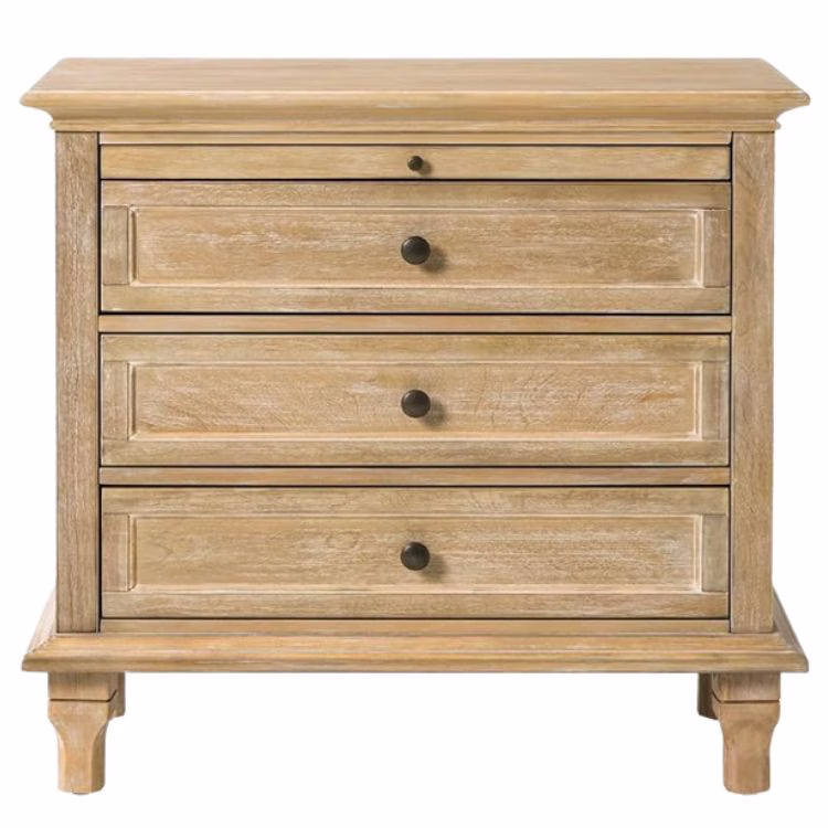 light wood nightstand with four drawers