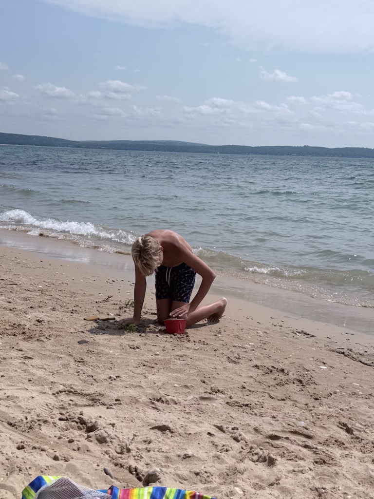 making a sandcastle