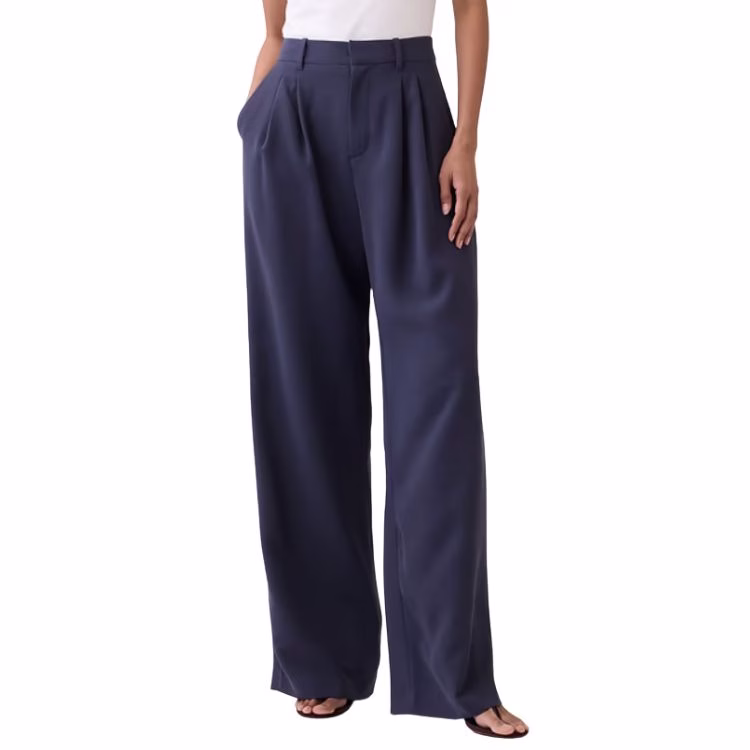 navy pleated relaxed trousers