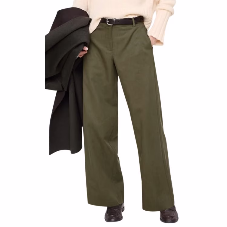 olive green women's trousers with belt