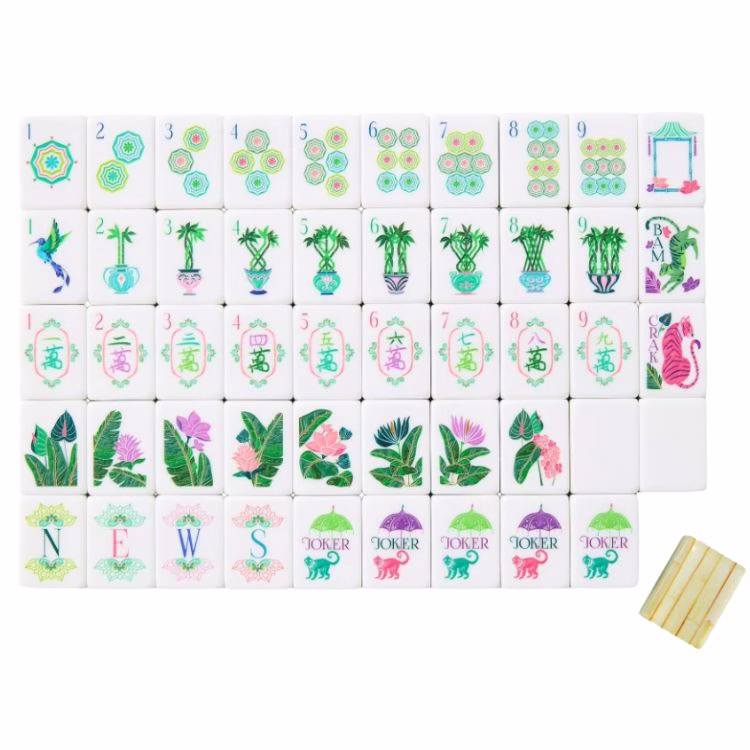 pretty floral mahjong tiles
