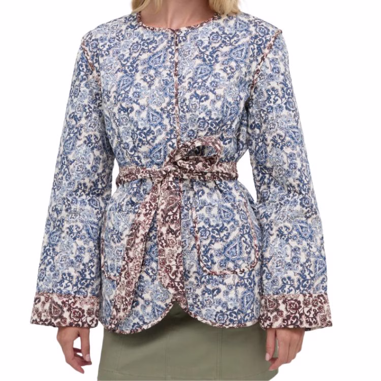 quilted belted jacket